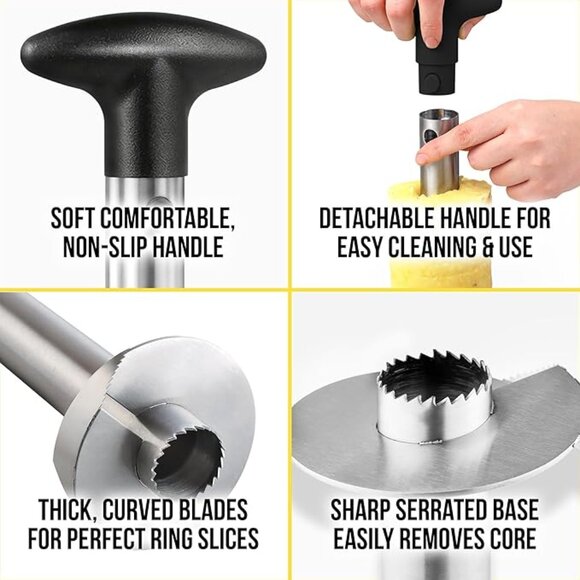 Pineapple Corer and Slicer Stainless Steel Black Handle Zulay NIB New - Picture 3 of 6